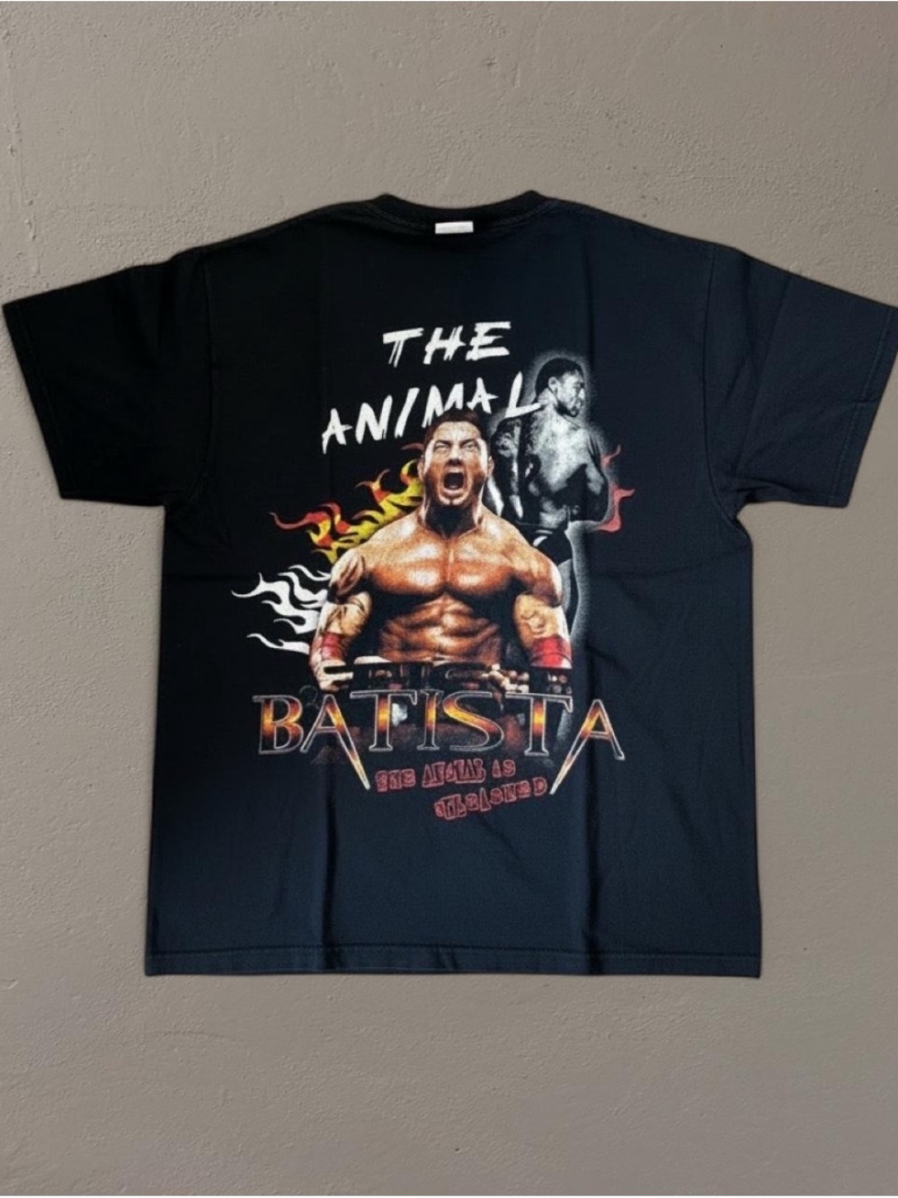 Y2K WWE Batista The Animal is Unleashed Graphic Front & Back Tee